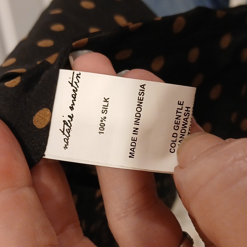 Natalie Martin Black Brown Polka Dot Midi/Maxi Silk Dress Size XS - Picture 4 of 5